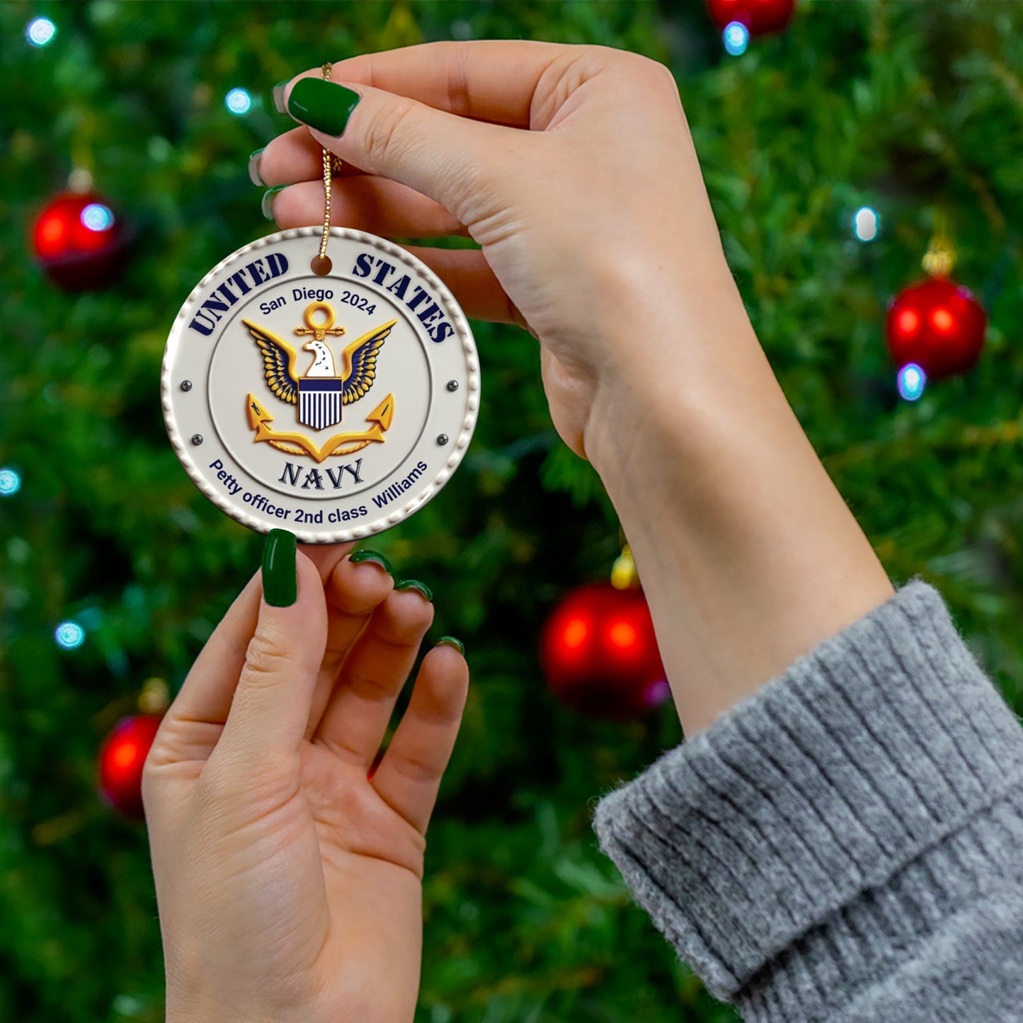 PERSONALIZED - US NAVY Christmas Tree Ornament – Custom Ceramic Keepsake