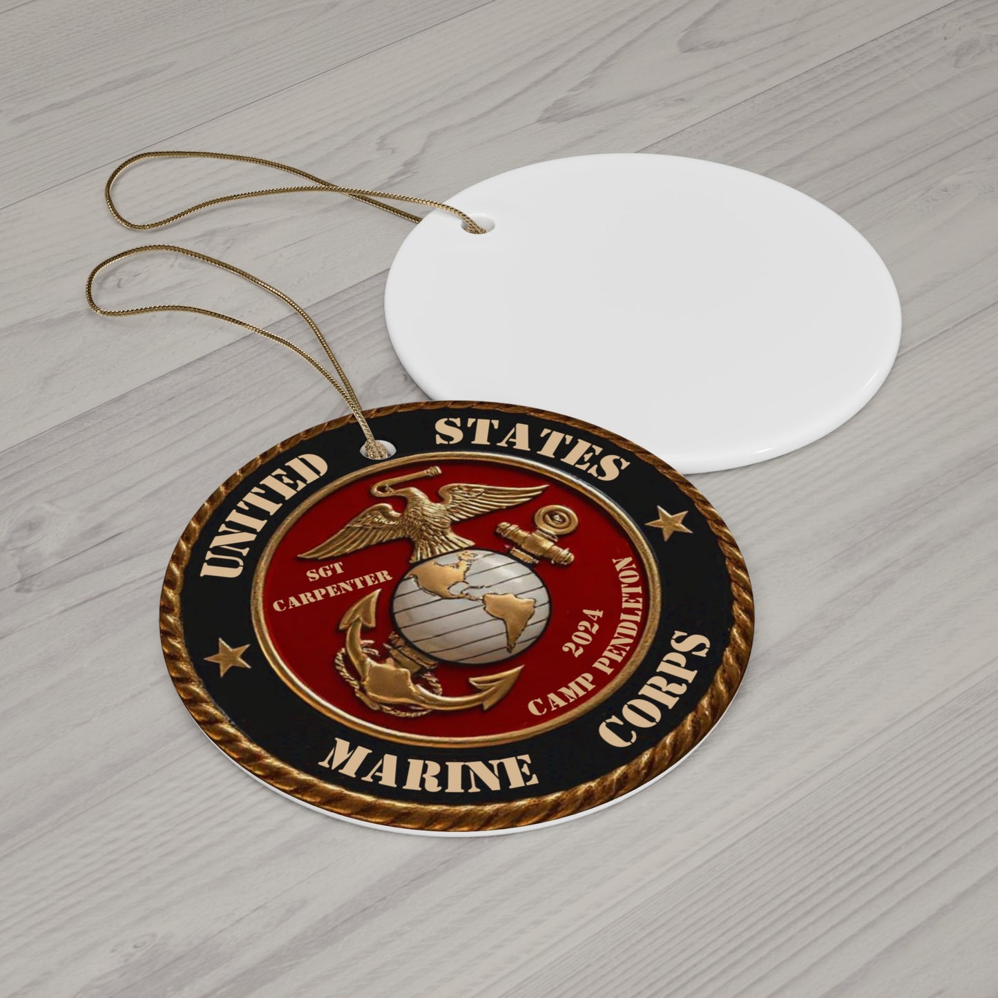 PERSONALIZED - US MARINE CORPS Christmas Tree Ornament – Custom Ceramic Keepsake.