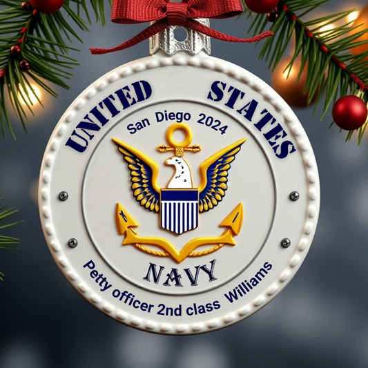 PERSONALIZED - US NAVY Christmas Tree Ornament – Custom Ceramic Keepsake