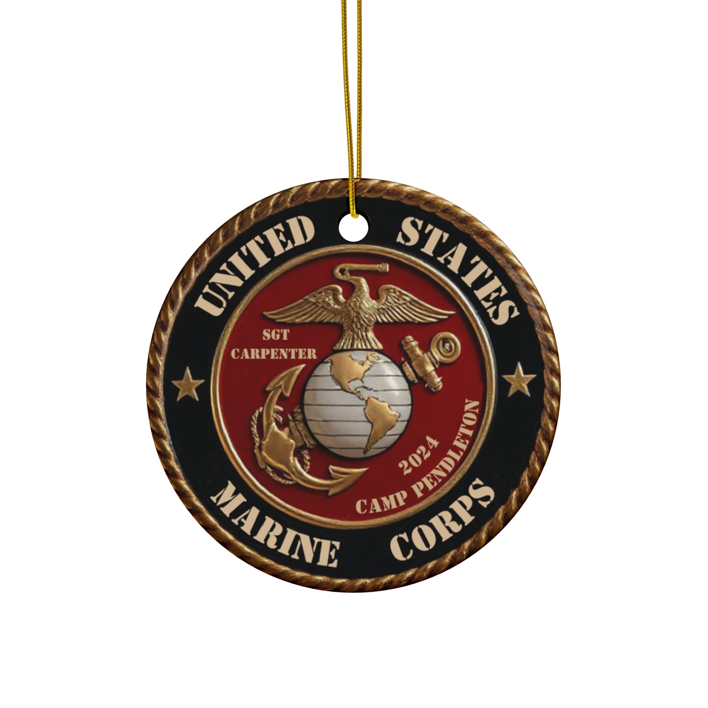 PERSONALIZED - US MARINE CORPS Christmas Tree Ornament – Custom Ceramic Keepsake.