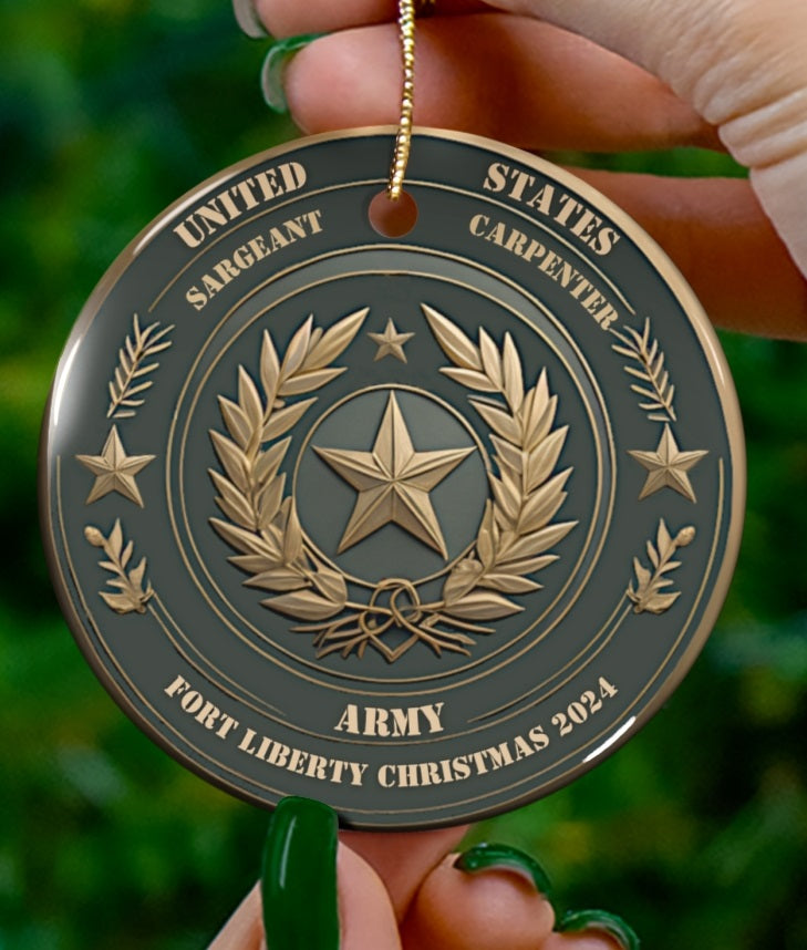 PERSONALIZED  - US ARMY Christmas Tree Ornament – Custom Ceramic Keepsake